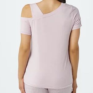 AnyBody Cozy Knit Asymmetrical Tee Pearl X-Large